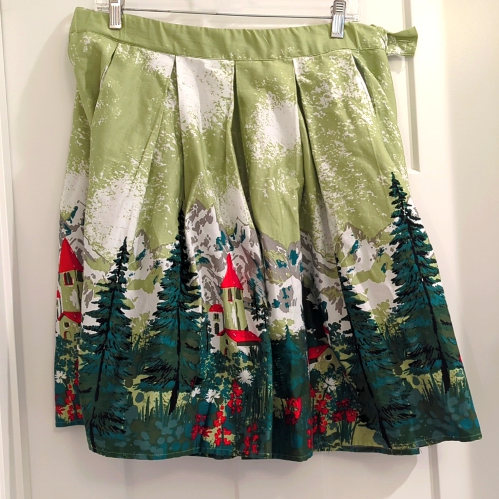 Winter scene circle skirt knee length